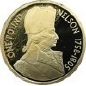 Реверс монеты Олдерни, 1 фунт, 2005, 200 лет Трафальгарской битве