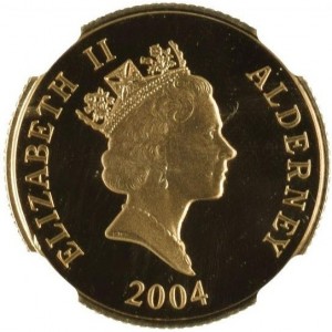 Аверс монеты Олдерни, 25 фунтов, 2004, 60 лет Высадке в Нормандии