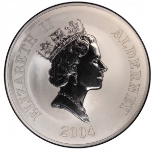 Аверс монеты Олдерни, 50 фунтов, 2004, 60 лет Высадке в Нормандии