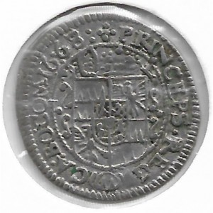 Реверс монеты Оломоуц, 3 крейцера, 1664-1669
