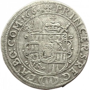 Реверс монеты Оломоуц, 15 крейцеров, 1664