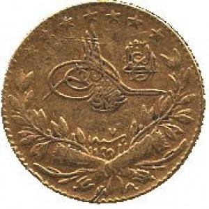 Аверс монеты Османская империя, 25 курушей, 1909