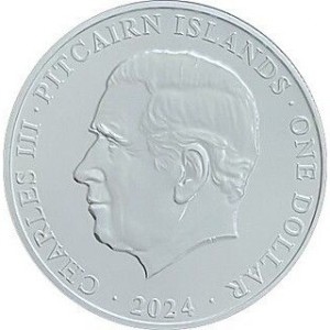 Аверс монеты Острова Питкэрн, 1 доллар, 2024, Морские обитатели - Лимонная Рыба-ангел