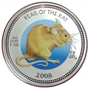 Реверс монеты Острова Питкэрн, 2 доллара, 2008, Год крысы