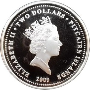 Аверс монеты Острова Питкэрн, 2 доллара, 2009, Год быка