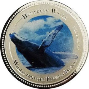 Реверс монеты Острова Питкэрн, 2 доллара, 2009, Киты Островов Питкэрн - Горбатый кит
