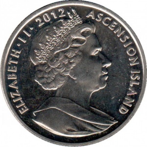 Аверс монеты Остров Вознесения, 1 крона, 2012, 60 лет вступлению на престол Королевы Елизаветы II. Орден Королевской …