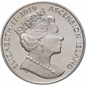Аверс монеты Остров Вознесения, 1 крона, 2019, 50 лет высадке на Луне