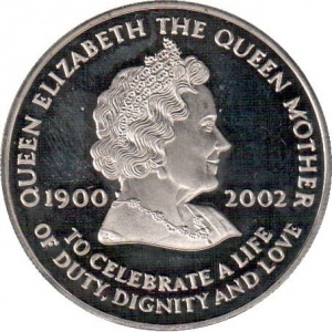 Реверс монеты Остров Вознесения, 50 пенсов, 2002, Смерть Королевы-матери