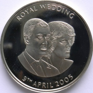Реверс монеты Остров Вознесения, 50 пенсов, 2005, Королевская свадьба