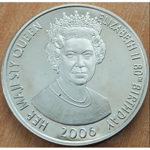 Реверс монеты Остров Вознесения, 50 пенсов, 2006, 80 лет со дня рождения Королевы Елизаветы II