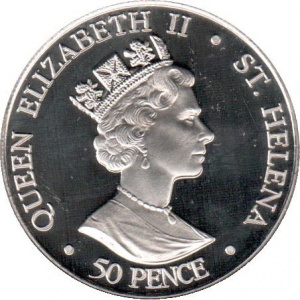 Аверс монеты Остров Святой Елены, 50 пенсов, 2005, Королевская свадьба