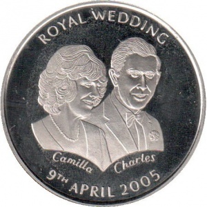 Реверс монеты Остров Святой Елены, 50 пенсов, 2005, Королевская свадьба