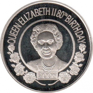 Реверс монеты Остров Святой Елены, 50 пенсов, 2006, 80 лет со дня рождения Королевы Елизаветы II