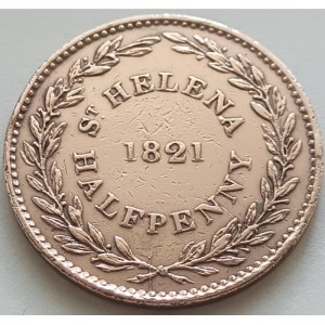 Аверс монеты Остров Святой Елены, ½ пенни, 1821