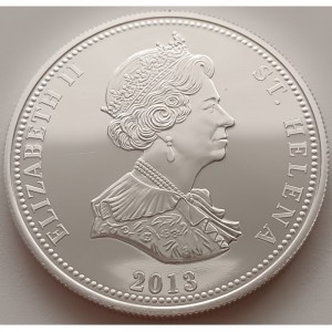 Аверс монеты Остров Святой Елены, 25 пенсов, 2013, Наполеон с Бетси Балькомб /посеребрение/