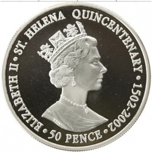 Аверс монеты Остров Святой Елены, 50 пенсов, 2002, Наполеон I Бонапарт