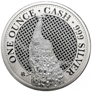 Реверс монеты Остров Святой Елены, 1 фунт, 2020, Дикая природа Индии - Павлин