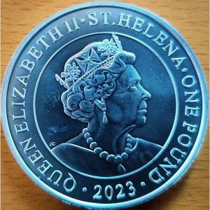 Аверс монеты Остров Святой Елены, 1 фунт, 2023, Японский торговый доллар