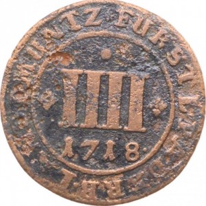 Реверс монеты Падерборн, 4 пфеннига, 1718