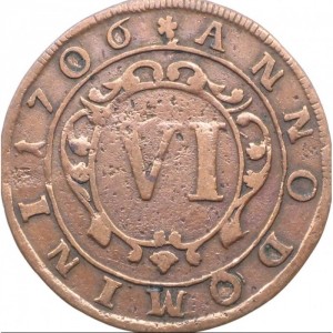 Реверс монеты Падерборн, 6 пфеннигов, 1706