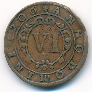 Реверс монеты Падерборн, 6 пфеннигов, 1706