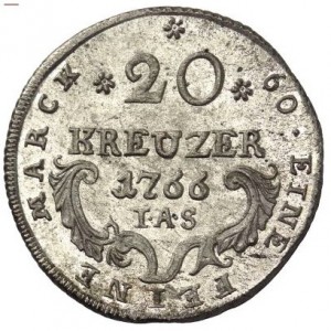Реверс монеты Падерборн, 20 крейцеров, 1766-1767
