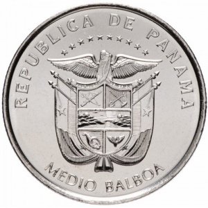 Аверс монеты Панама, ½ бальбоа, 2016, Храм Ла-Компанья-де-Хесус, Панама-Вьехо