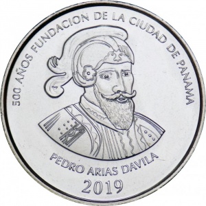 Реверс монеты Панама, ½ бальбоа, 2019, 500 лет основанию Панамы