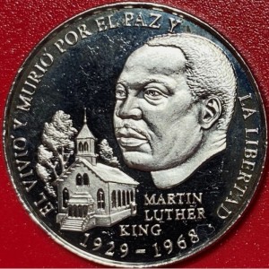 Реверс монеты Панама, 1 бальбоа, 1988, Мартин Лютер Кинг