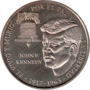 Реверс монеты Панама, 1 бальбоа, 1988, 25 лет со дня смерти Джона Кеннеди