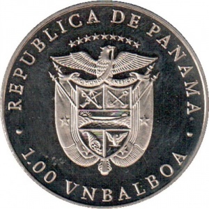 Аверс монеты Панама, 1 бальбоа, 1988, XV зимние Олимпийские игры, Калгари 1988 - Фристайл