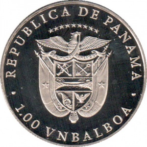 Аверс монеты Панама, 1 бальбоа, 1988, XXIV летние Олимпийские игры, Сеул, 1988 год - Теннис
