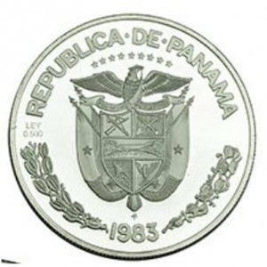 Аверс монеты Панама, 5 бальбоа, 1983-1984, CINCO BALBOAS