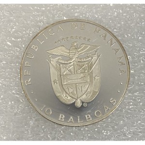Аверс монеты Панама, 10 бальбоа, 1980, Спорт в Панаме - Бальсерия