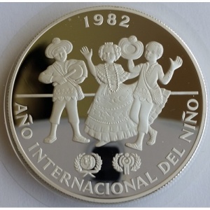 Реверс монеты Панама, 10 бальбоа, 1982, Международный год ребенка