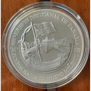 Реверс монеты Панама, 10 бальбоа, 1999, Панамский канал