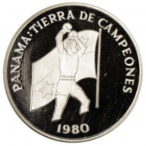 Реверс монеты Панама, 200 бальбоа, 1980, Спорт в Панаме - Бокс