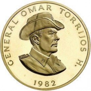 Реверс монеты Панама, 500 бальбоа, 1982, Генерал Омар Торрихос