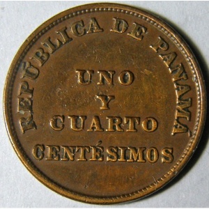 Реверс монеты Панама, 1¼ сентесимо, 1940