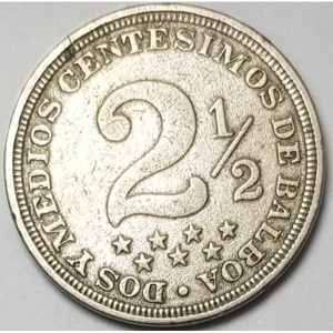 Реверс монеты Панама, 2½ сентесимо, 1907