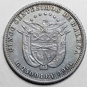 Реверс монеты Панама, 5 сентесимо, 1904-1916