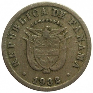 Аверс монеты Панама, 5 сентесимо, 1929-1932