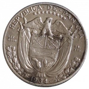 Аверс монеты Панама, 1/10 бальбоа, 1930-1947