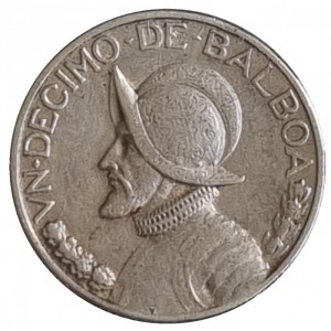 Реверс монеты Панама, 1/10 бальбоа, 1930-1947