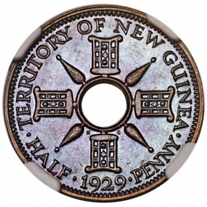 Реверс монеты Папуа - Новая Гвинея, ½ пенни, 1929