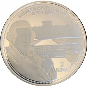 Реверс монеты Папуа - Новая Гвинея, 2 кина, 2014, Великие композиторы - Франц Йозеф Гайдн