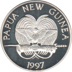 Аверс монеты Папуа - Новая Гвинея, 5 кина, 1997, XXVII летние Олимпийские Игры, Сидней 2000