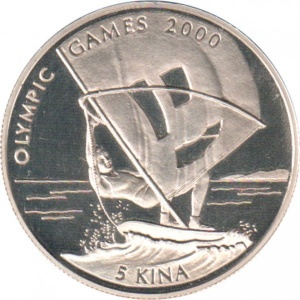 Реверс монеты Папуа - Новая Гвинея, 5 кина, 1997, XXVII летние Олимпийские Игры, Сидней 2000