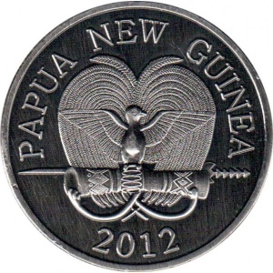 Аверс монеты Папуа - Новая Гвинея, 5 кина, 2012, Ехидна